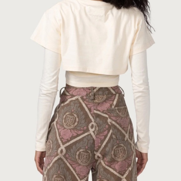 $85 HONOR THE GIFT WOMENS DOUBLE LAYER long sleeve TSHIRT (BEIGE / BONE) logo M - Picture 3 of 10